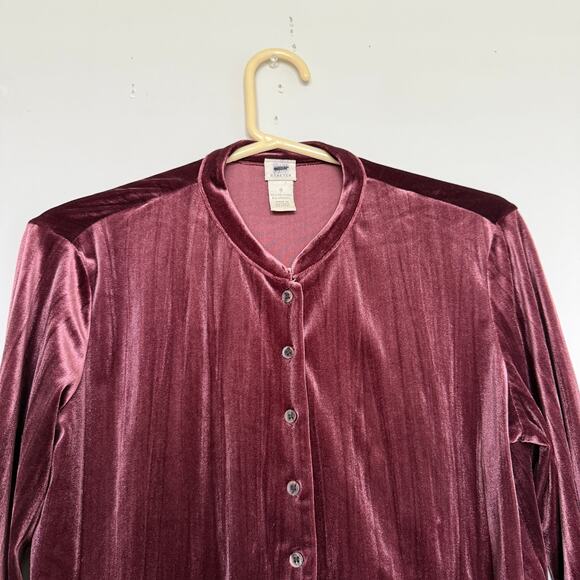 J. Jill Womens Velvet Top Small Purple Button Up Vintage 90s Y2K Witchy Vampire - Picture 4 of 5